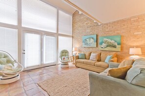 Townhome, 3 Bedrooms, Balcony, Ocean View | Living room | Flat-screen TV, DVD player - Ocean View by South Padre Condo Rentals (South Padre Island)