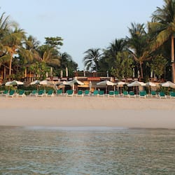 On the beach, beach umbrellas, beach towels
