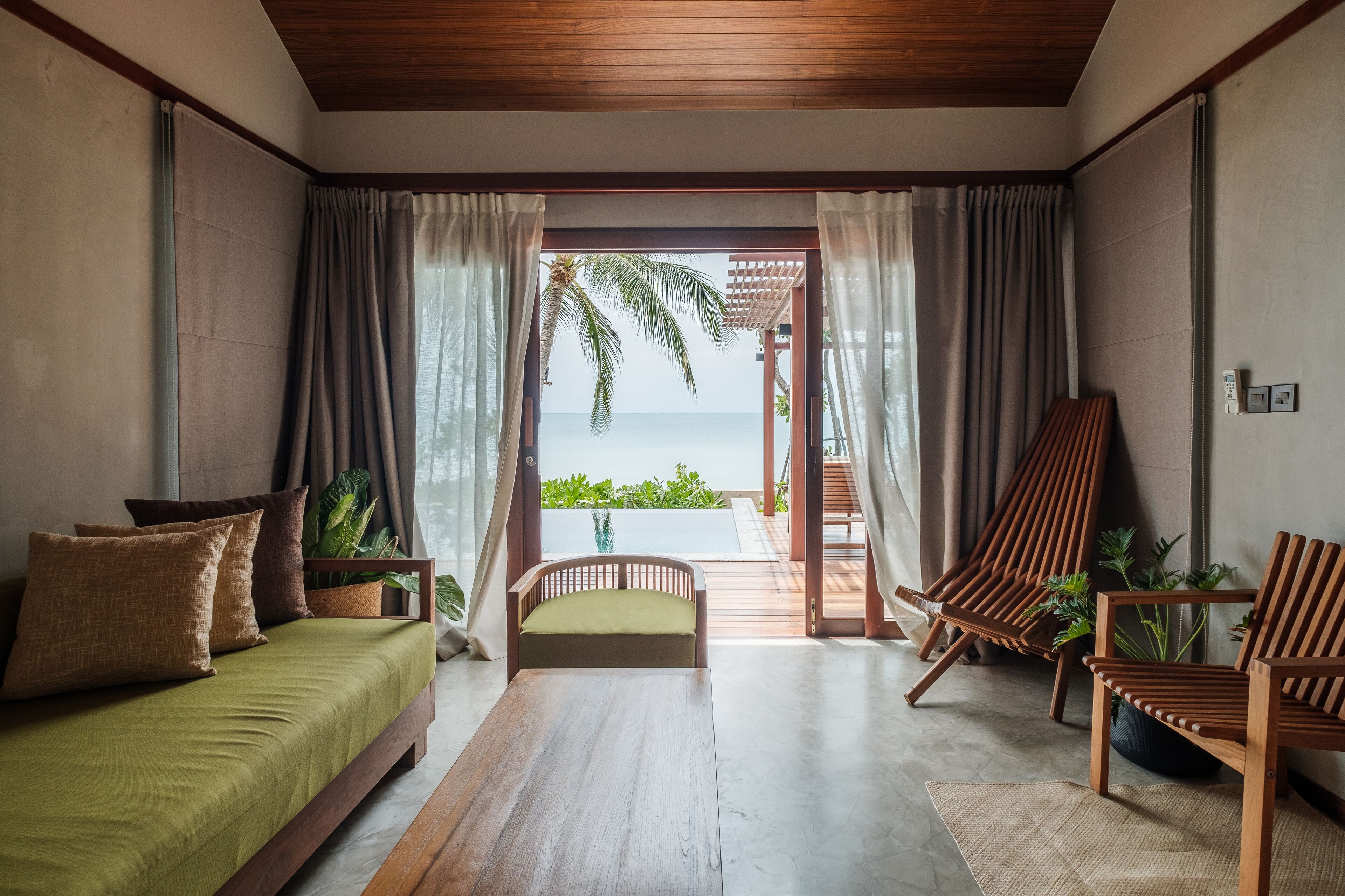Beachfront villa, 2 bedrooms with private pool | Minibar, in-room safe, desk, iron/ironing board