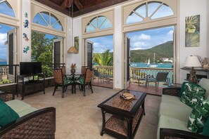 Luxury Suite Harbor View 13C | Living area | 40-inch TV with cable channels, DVD player