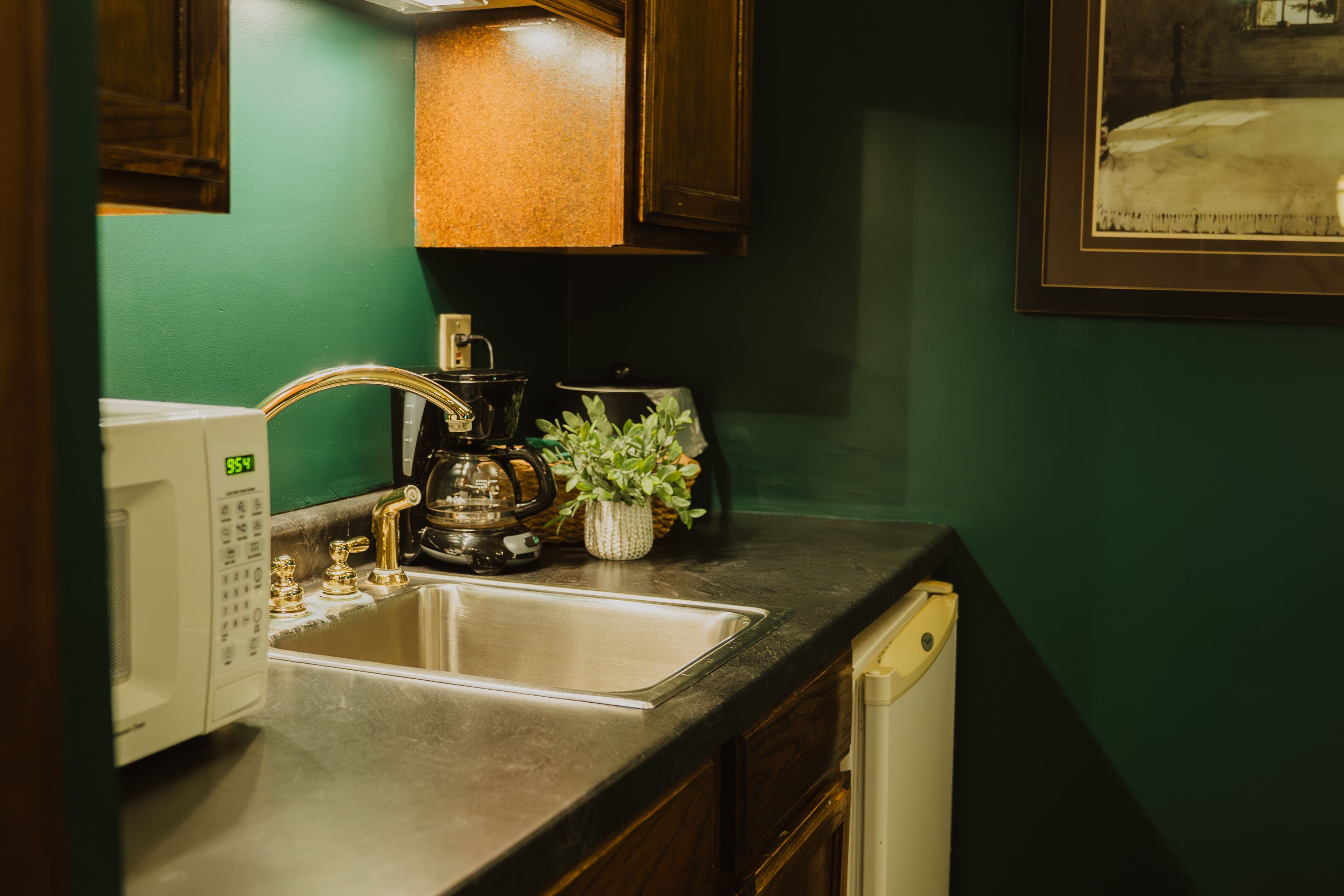 suite, 1 queen bed with sofa bed (not located within the castle) | private kitchen | fridge, microwave, coffee/tea maker