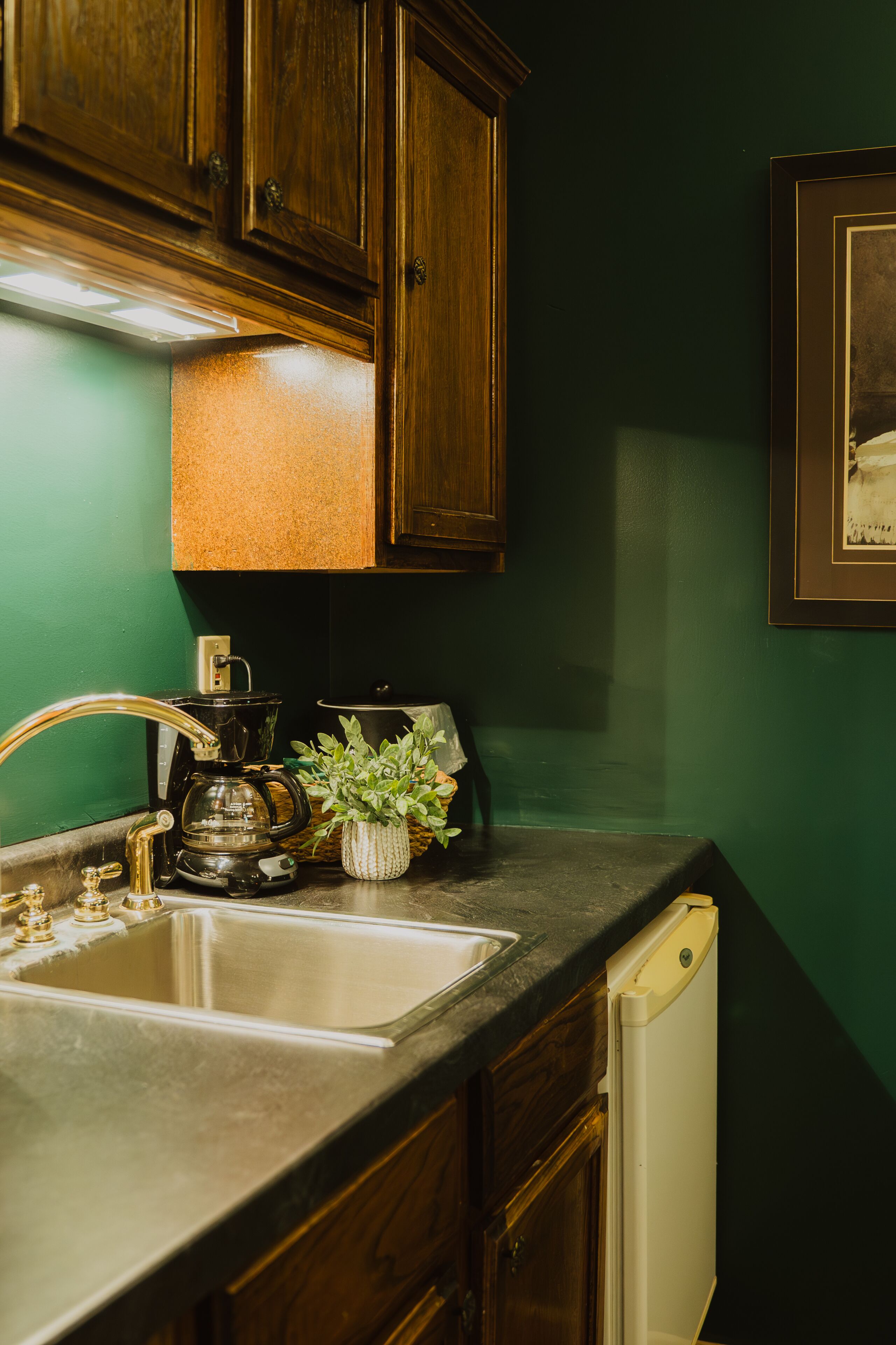 suite, 1 queen bed with sofa bed (not located within the castle) | private kitchen | fridge, microwave, coffee/tea maker