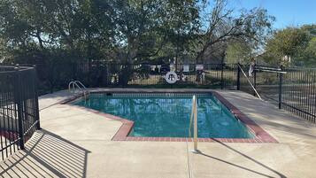 Outdoor pool, open 10:00 AM to 10:00 PM, sun loungers