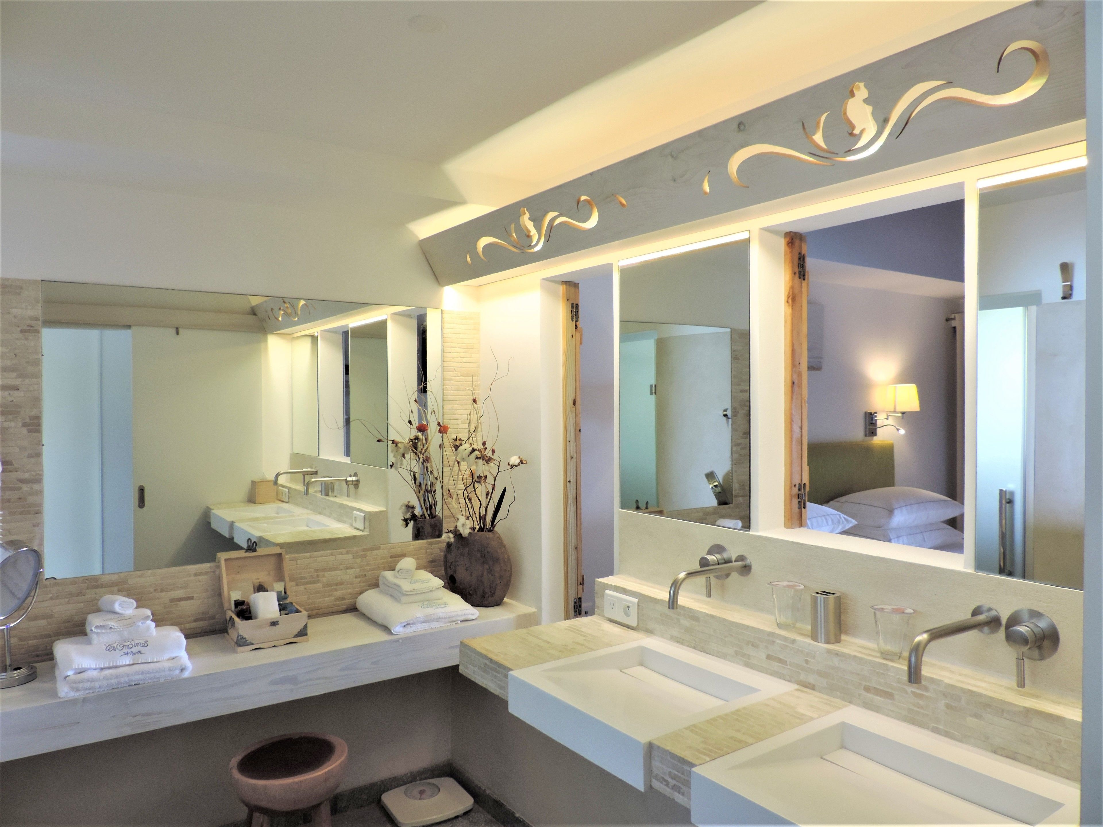 honeymoon suite (ludivine) | bathroom | designer toiletries, hair dryer, bathrobes, towels