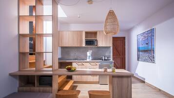 Superior Apartment, 1 Bedroom | Private kitchen | Fridge, microwave, stovetop, coffee/tea maker