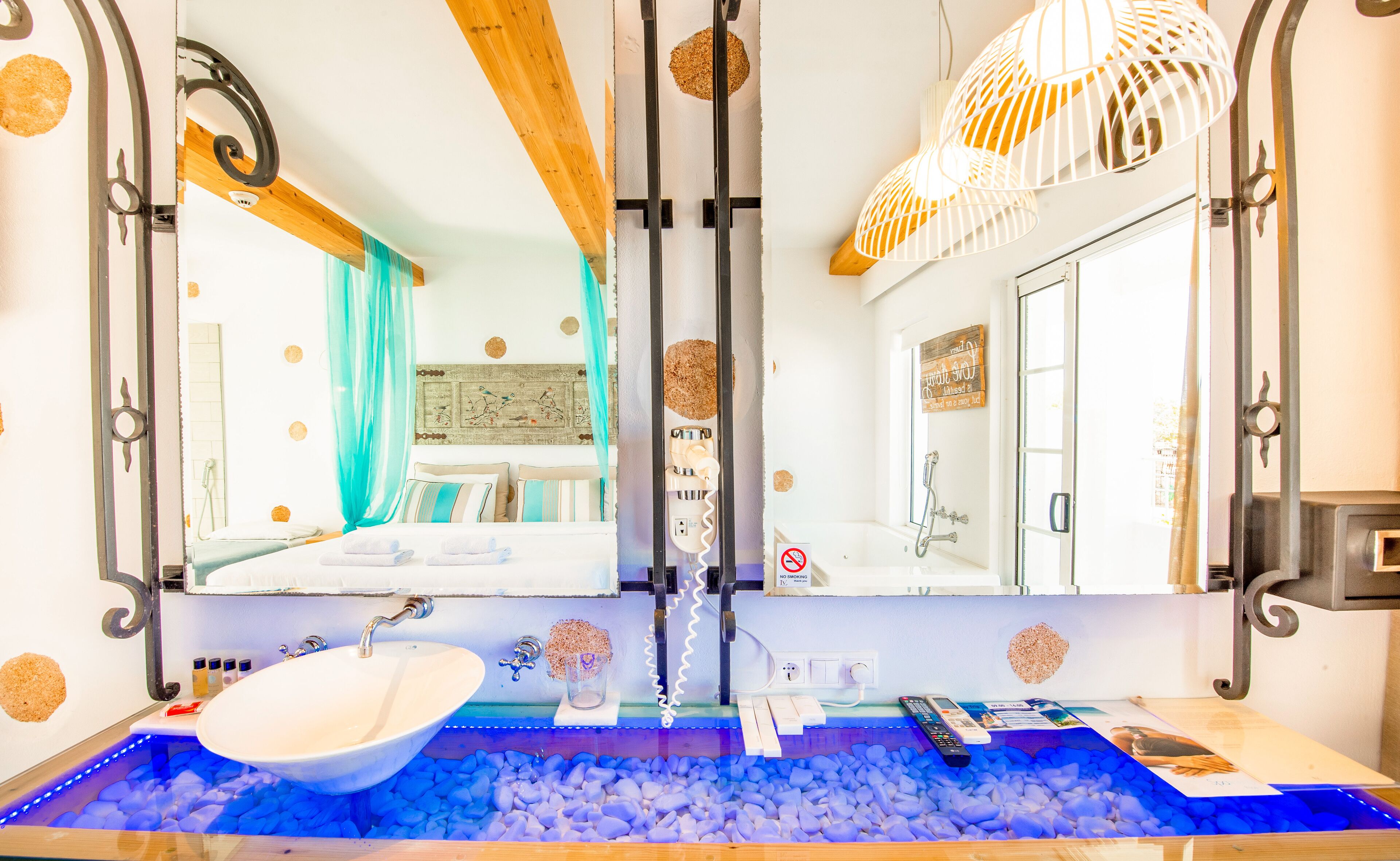 heart | bathroom | hair dryer, towels