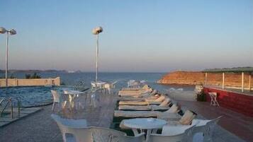 Outdoor pool, pool loungers