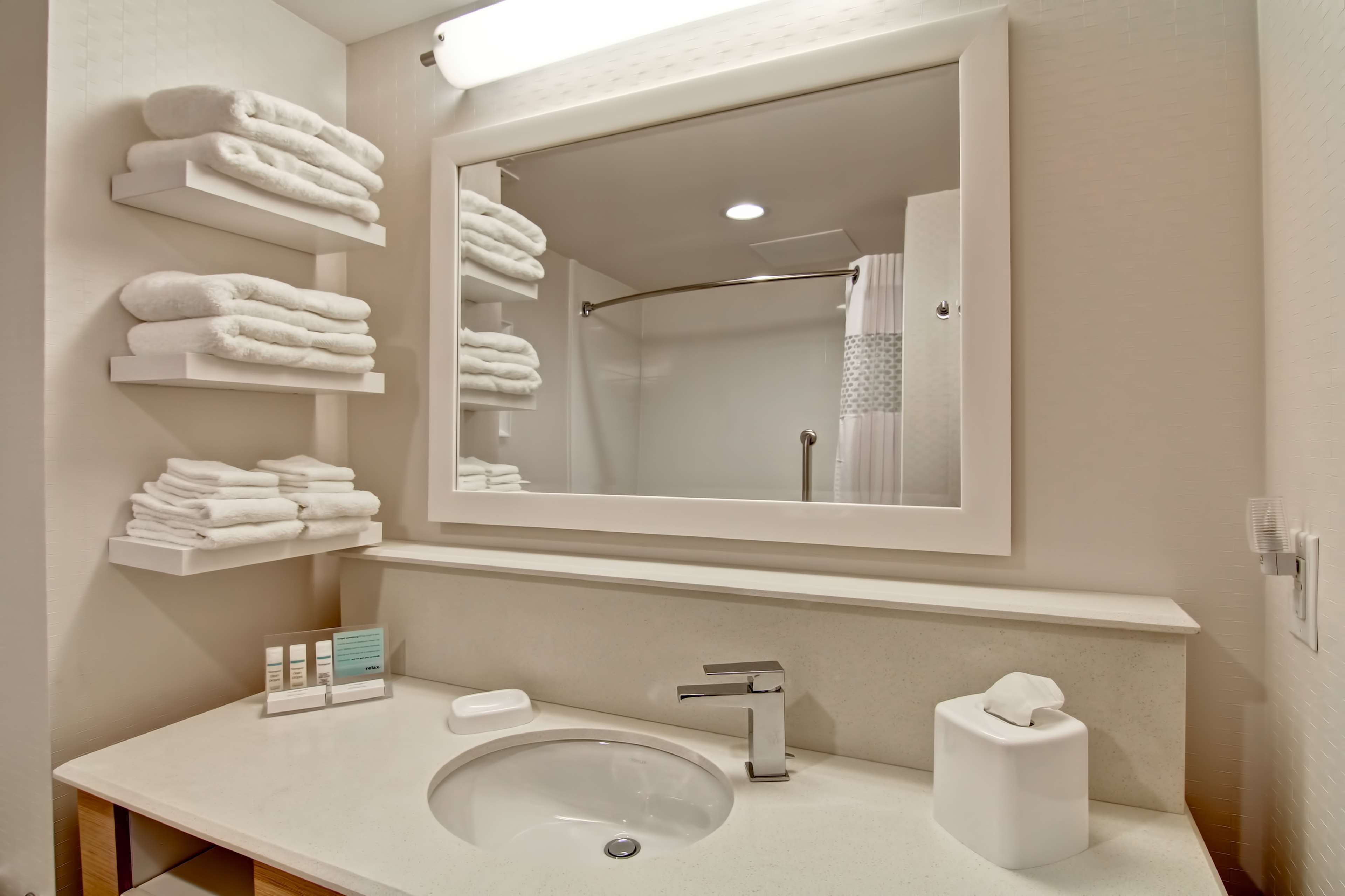 free toiletries, hair dryer, towels, soap