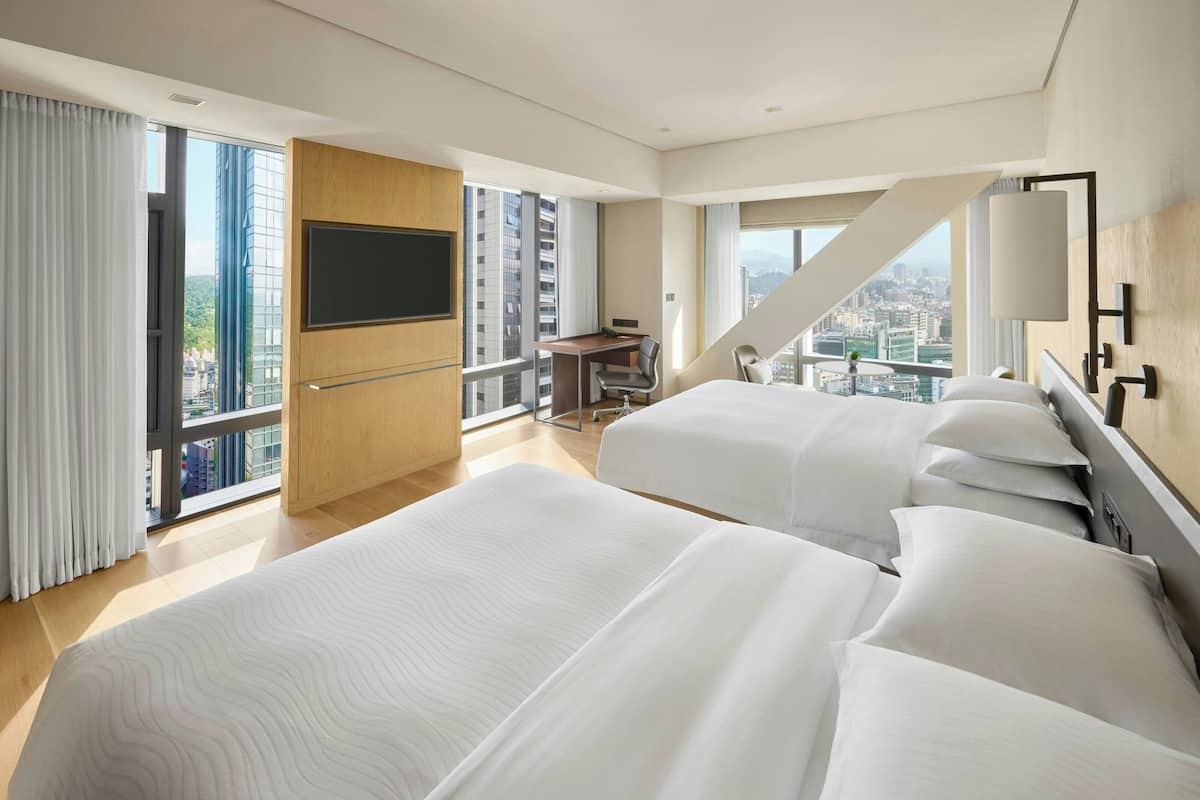 Double Room, 2 Double Beds | Premium bedding, in-room safe, desk, laptop workspace