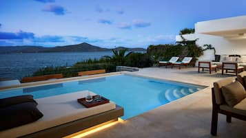 Presidential Waterfront Two-Bedroom Villa with Private Pool | Premium bedding, minibar, in-room safe, desk