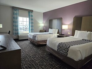 Premium bedding, pillow-top beds, desk, iron/ironing board