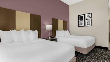 Premium bedding, pillow-top beds, desk, iron/ironing board