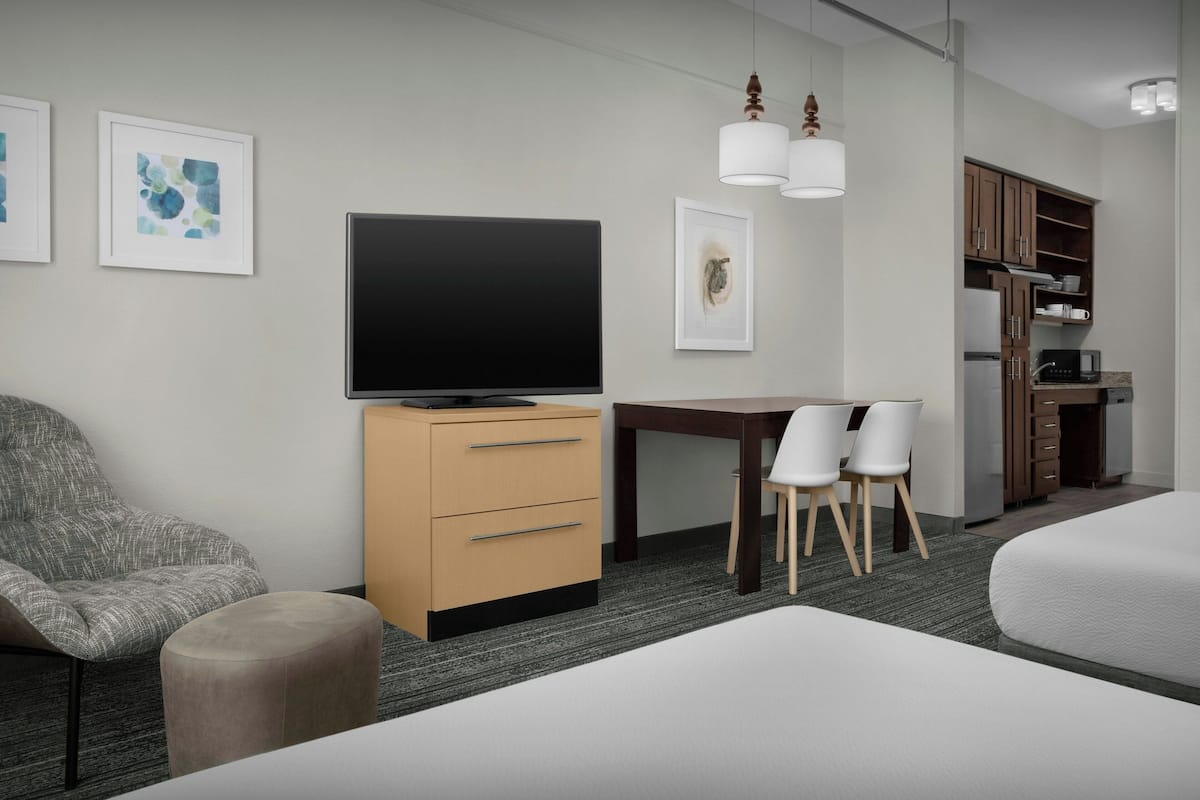 Studio Suite, 2 Queen Beds | Premium bedding, desk, laptop workspace, blackout drapes