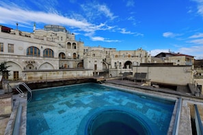 Indoor pool, outdoor pool, open 10:00 AM to 8:00 PM, sun loungers