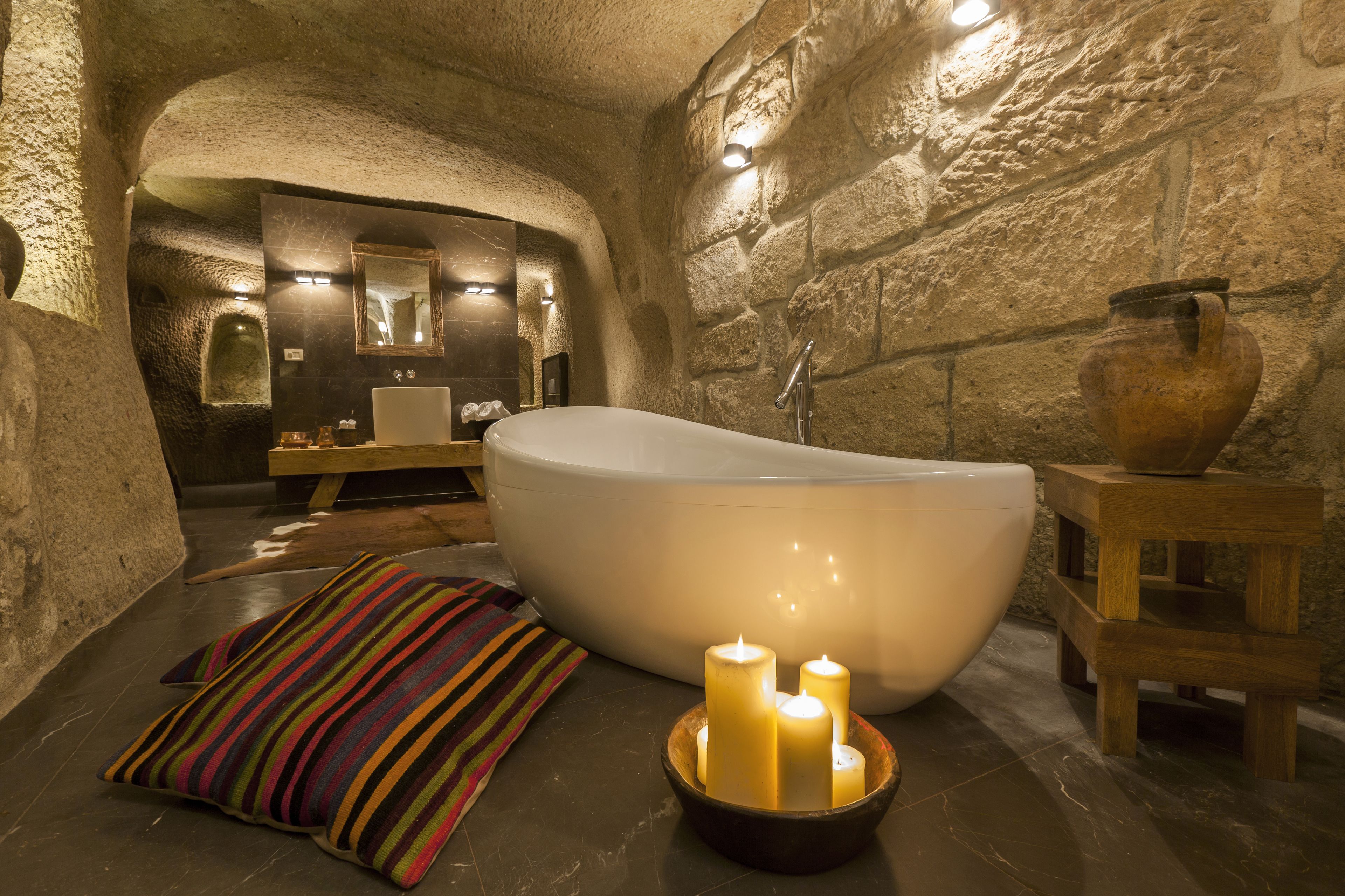 chapelle king suite | bathroom | deep-soaking bathtub, hair dryer, bathrobes, slippers