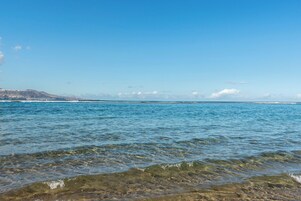 On the beach, white sand