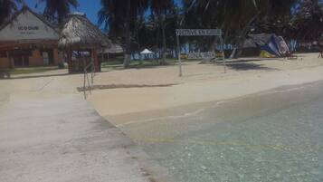 On the beach, beach bar, rowing