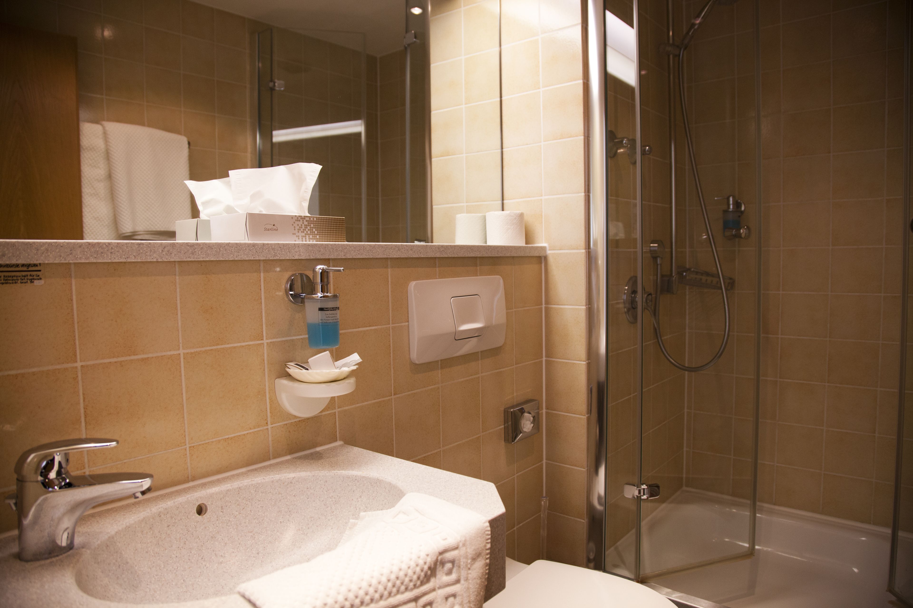 free toiletries, hair dryer, towels