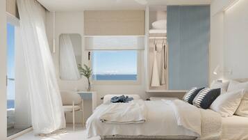 Sea-view apartment: Beach-Front | Memory-foam beds, in-room safe, soundproofing, iron/ironing board