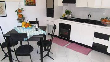 Apartment, 1 Bedroom, Terrace, Ocean View | Private kitchenette | Full-sized fridge, microwave, stovetop, coffee/tea maker
