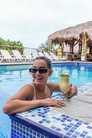 Outdoor pool, pool loungers