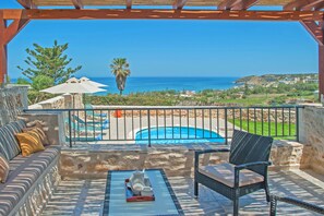 Deluxe Villa, 3 Bedrooms, Private Pool, Sea View | Balcony - Stavromenos Villas (Rethymno)