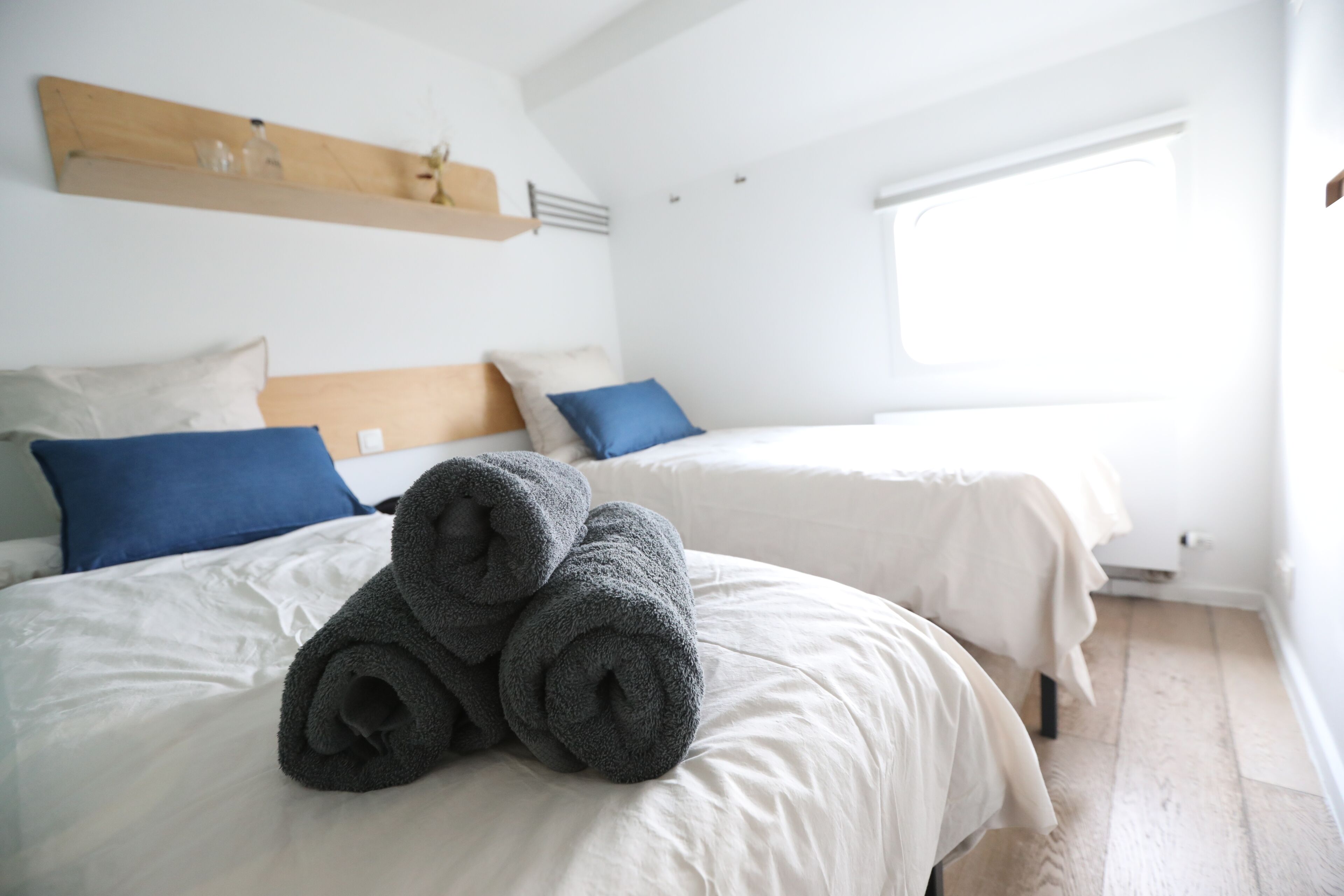 blackout curtains, free wifi, bed sheets