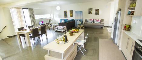 Apartment, Ground Floor | Private kitchen | Fridge, microwave, stovetop, dishwasher