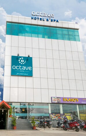 The exterior of the Octave Hotel & Spa, featuring a prominent sign and a modern facade. - Octave Hotel & Spa Marathahalli (Bengaluru)