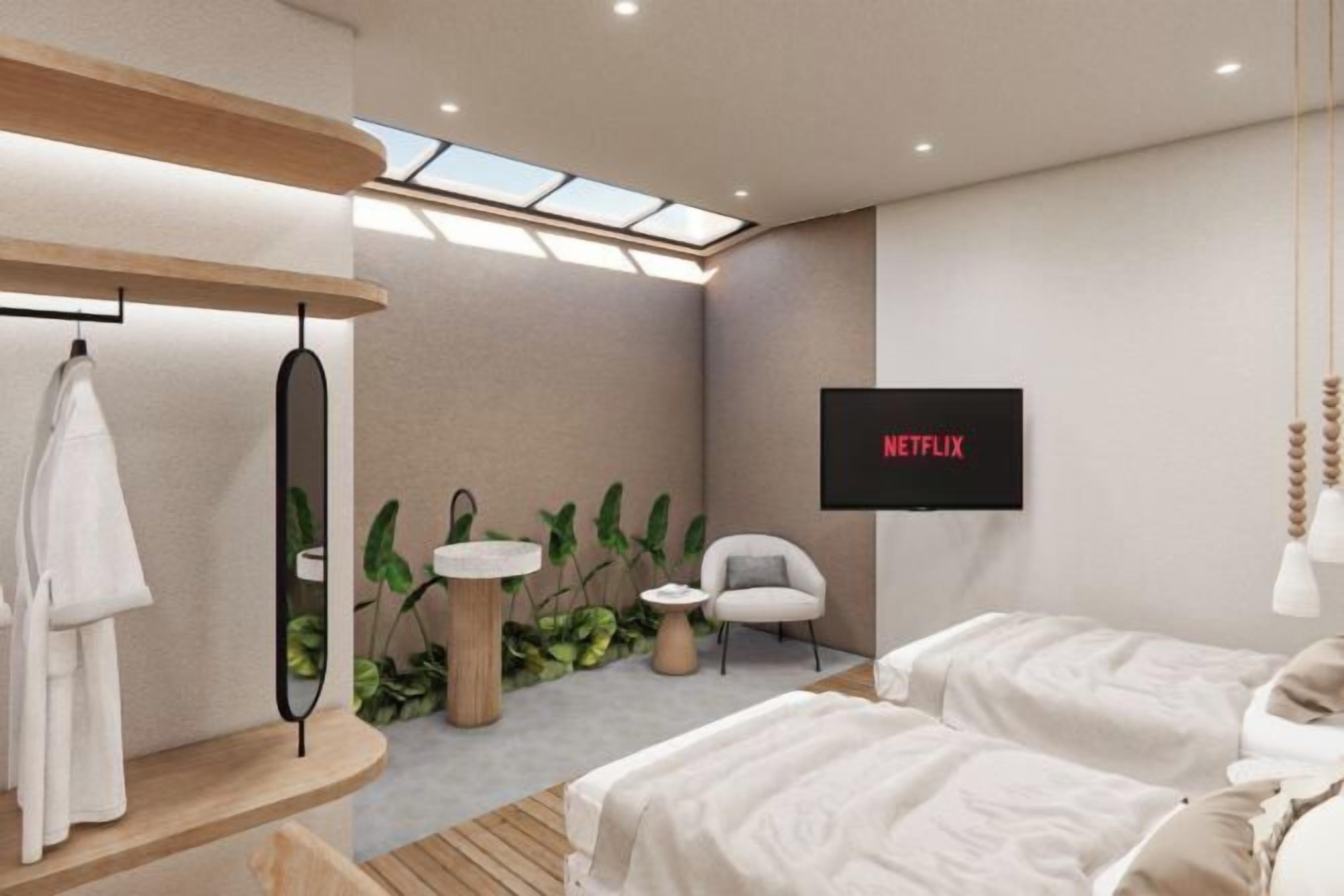 In-room safe, desk, laptop workspace, soundproofing