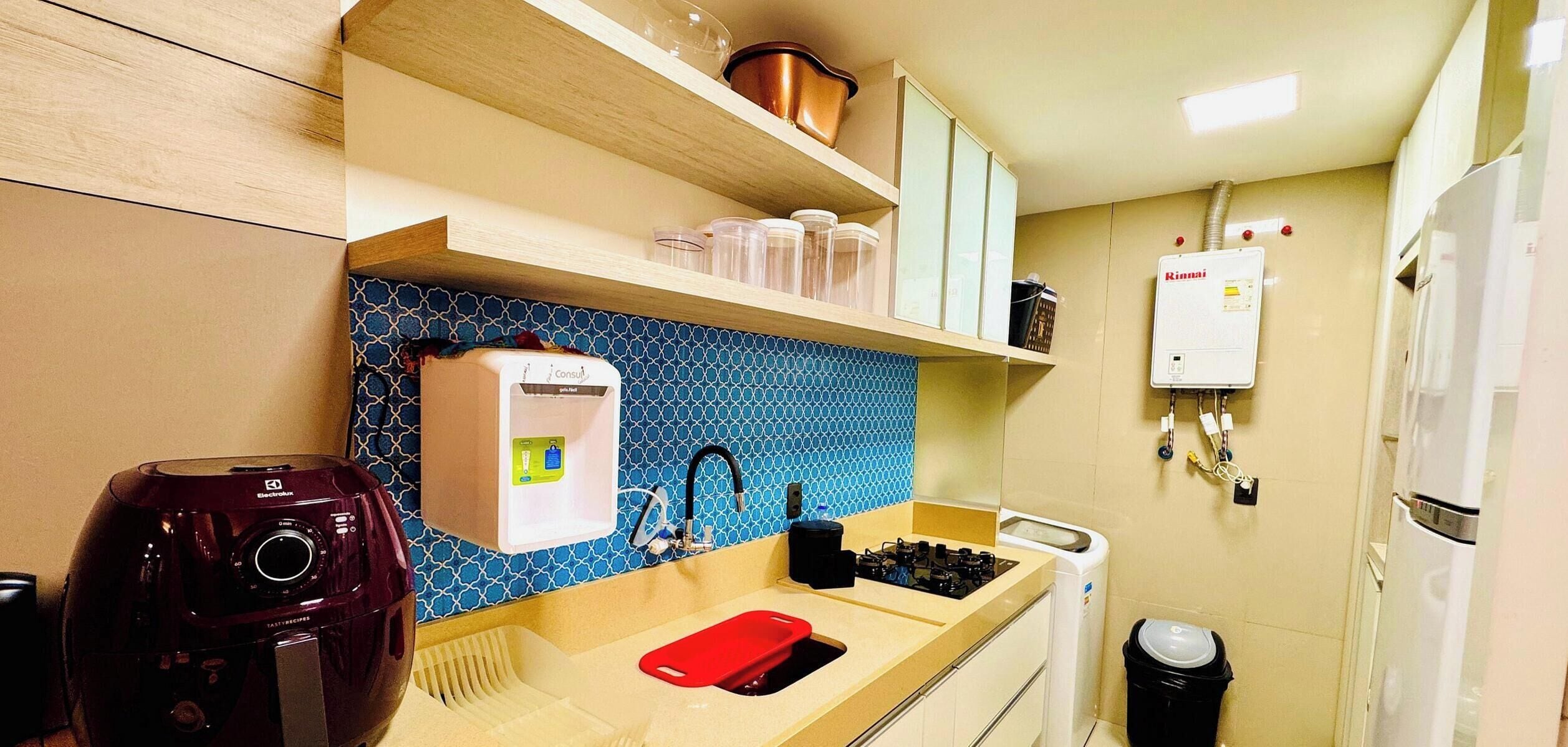 Apartamento exclusivo | Cozinha privada | Geladeira grande, micro-ondas, cafeteira/chaleira