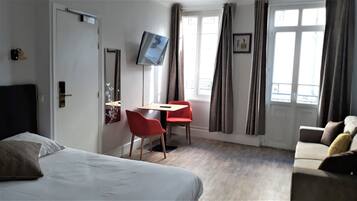 Premium bedding, desk, free WiFi, bed sheets