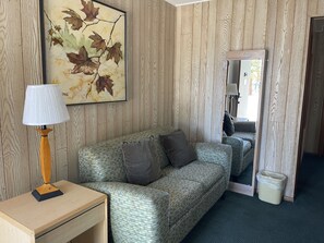 Premium-Zimmer, 2 Queen-Betten, Kochnische | Wohnbereich | Flachbildfernseher