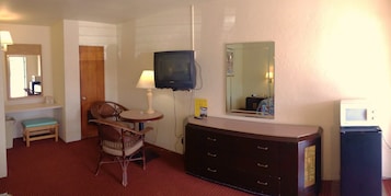 Desk, blackout drapes, iron/ironing board, free WiFi