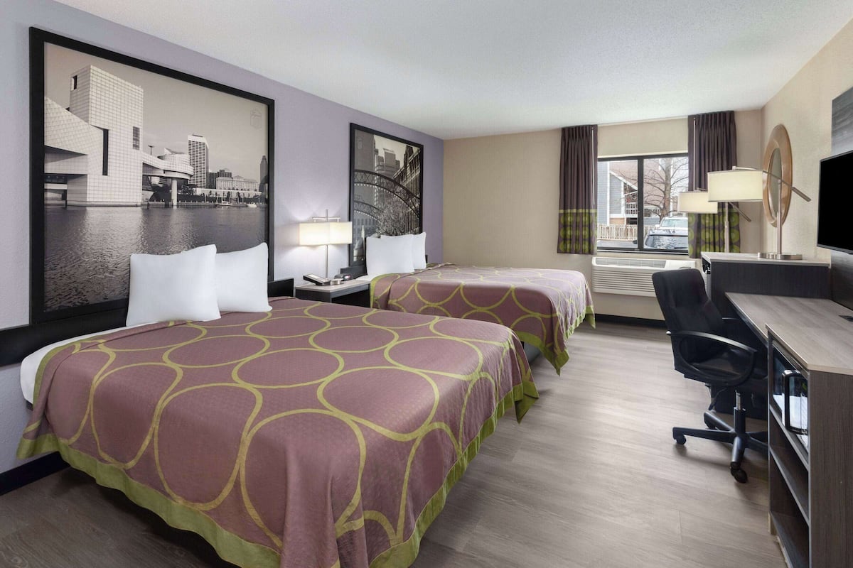 Room, 2 Queen Beds, Non Smoking | In-room safe, desk, free cribs/infant beds, rollaway beds