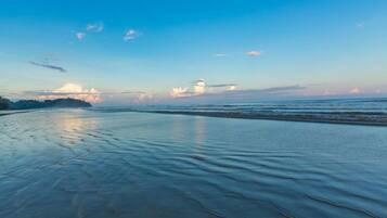 On the beach, white sand