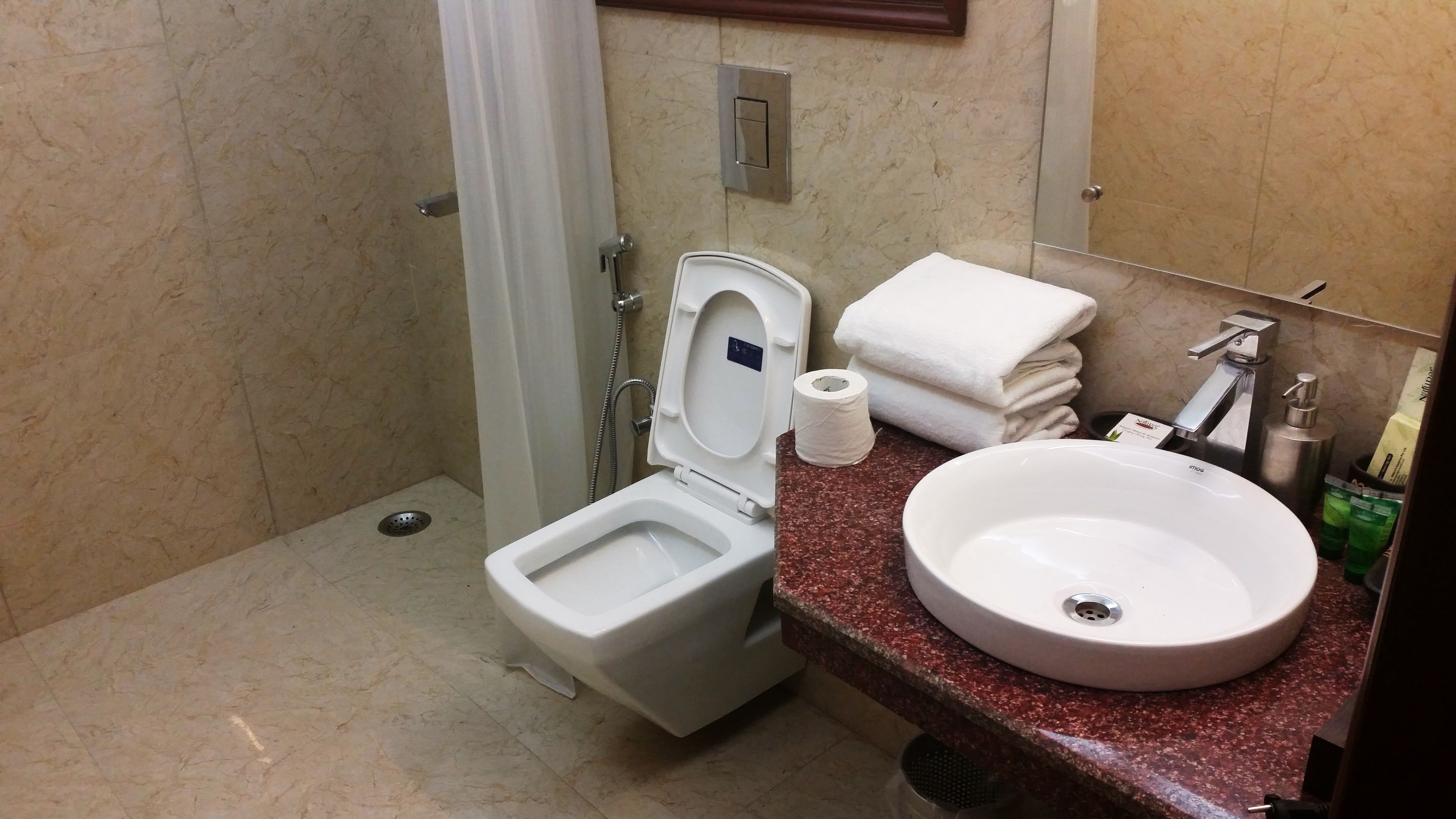 premium double room | bathroom | designer toiletries, hair dryer, bathrobes, slippers