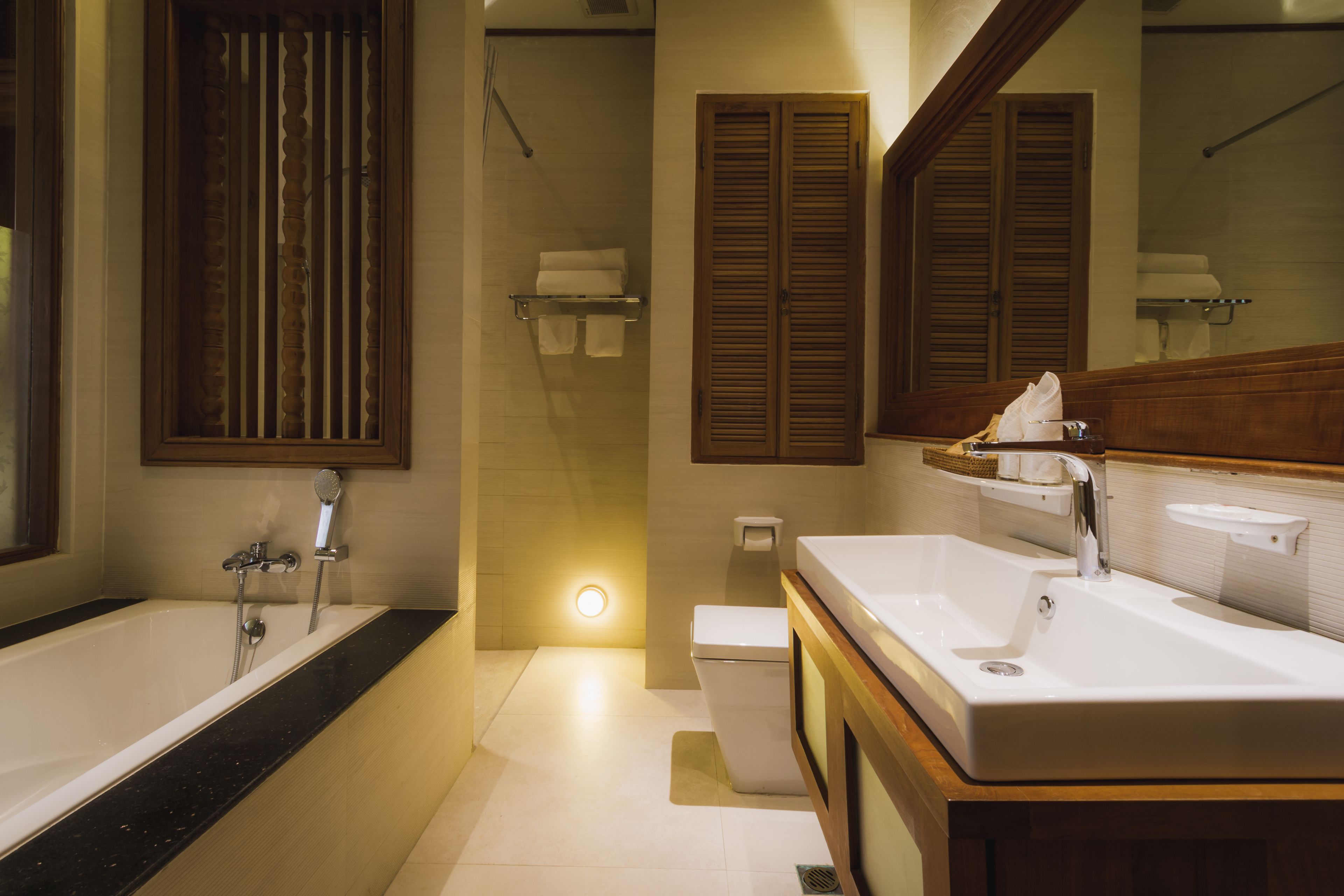 free toiletries, hair dryer, bathrobes, slippers