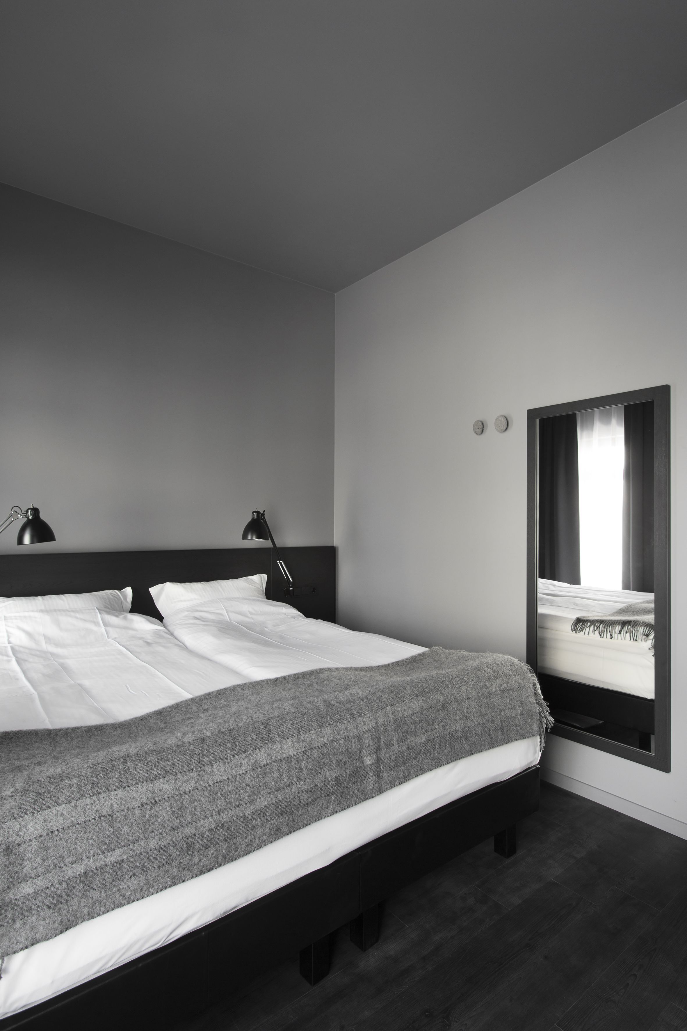 premium bedding, desk, blackout curtains, iron/ironing board