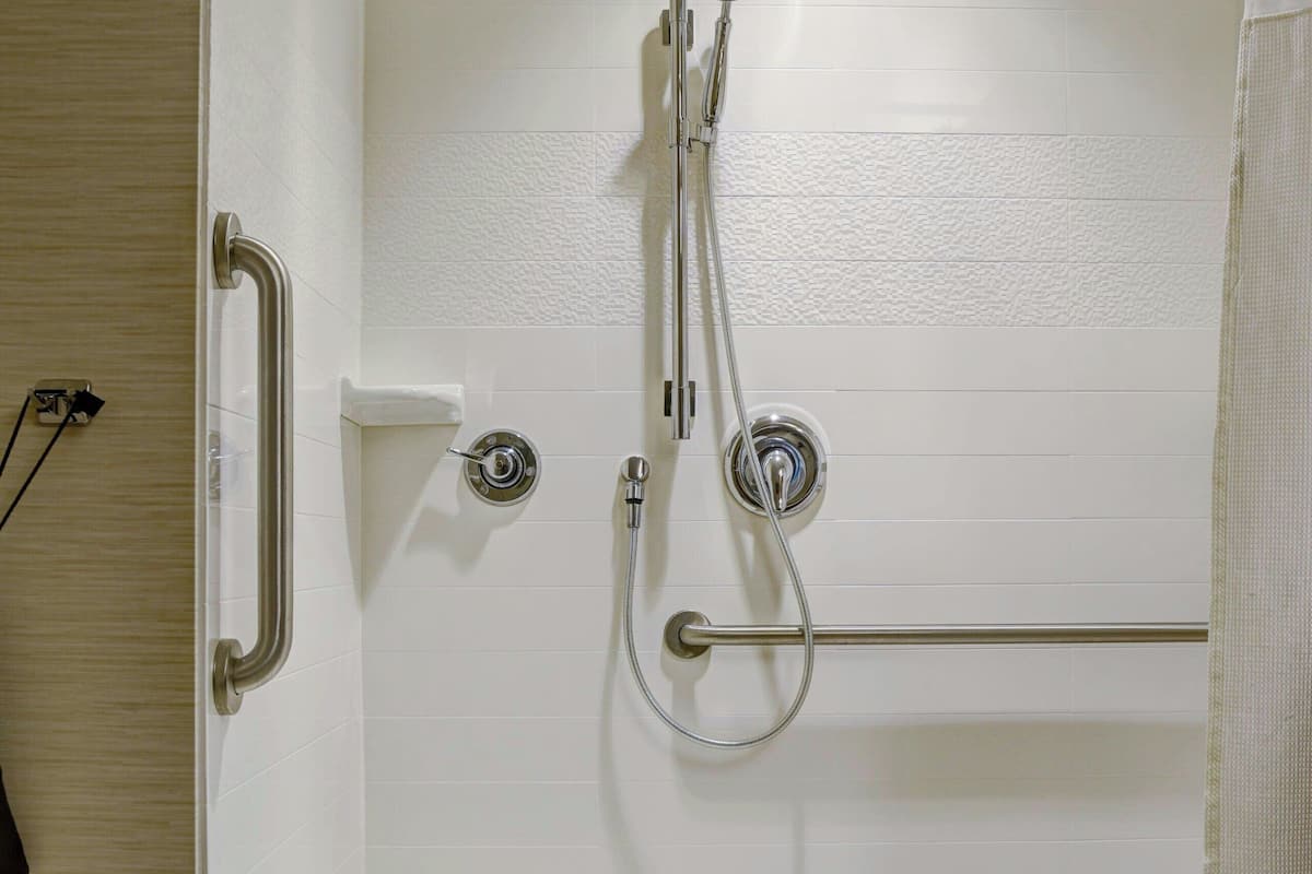 free toiletries, hair dryer, towels