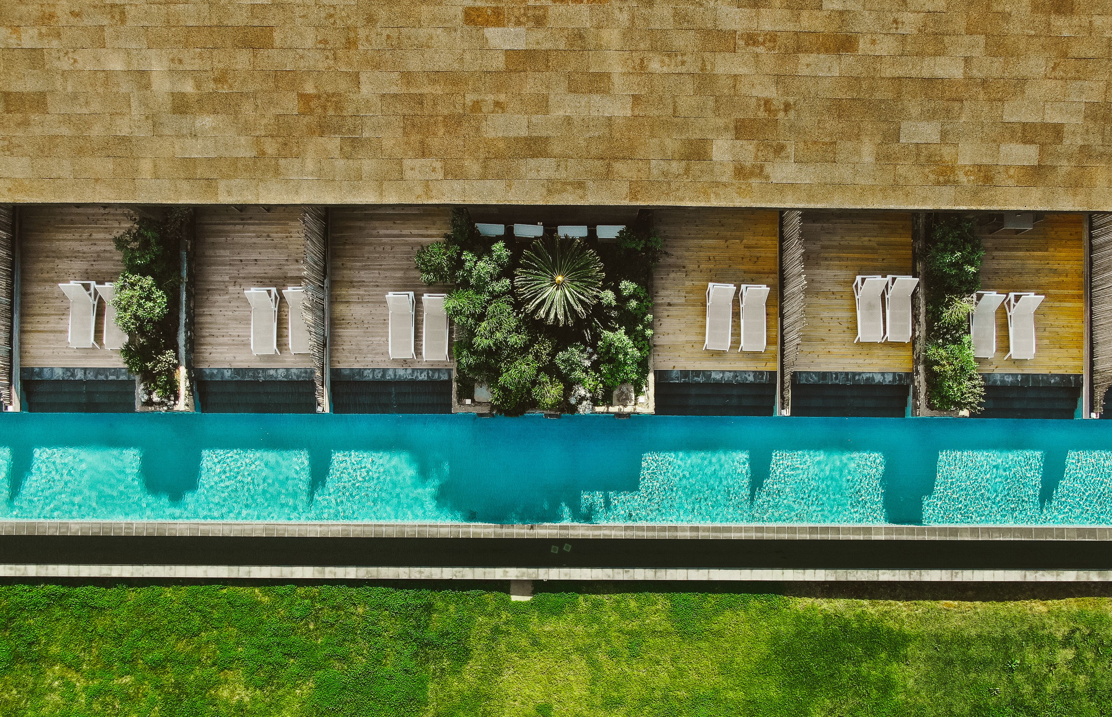 outdoor pool, pool loungers