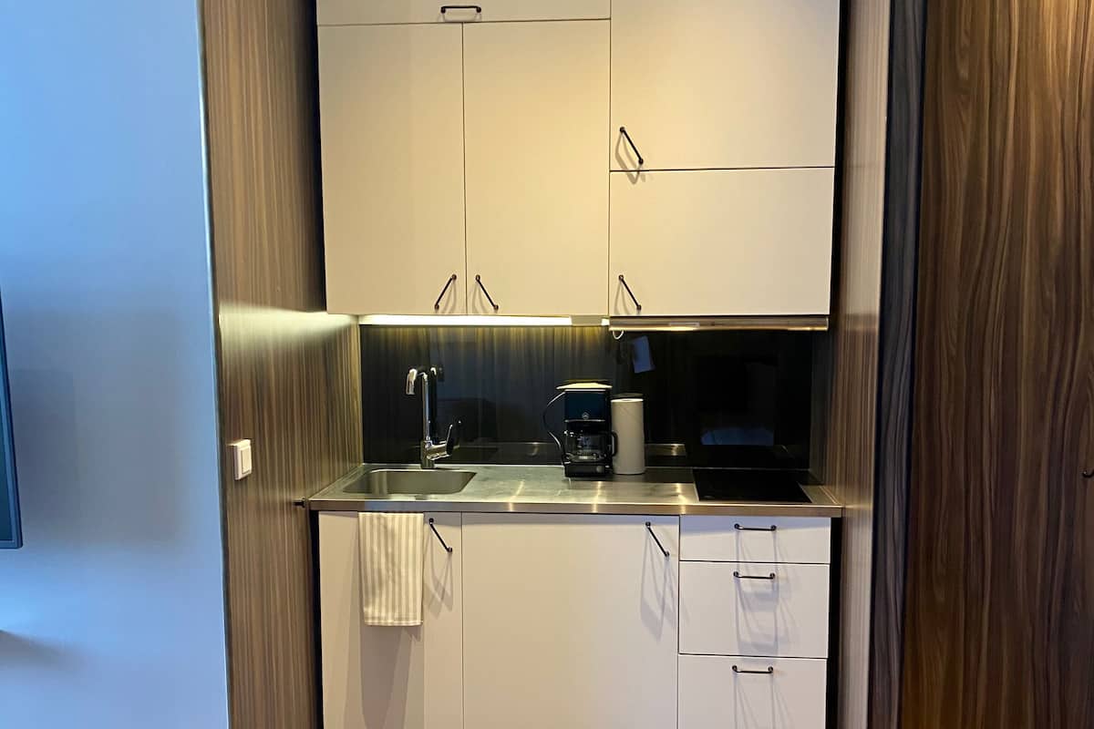 single studio | private kitchen | full-sized fridge, microwave, stovetop, toaster