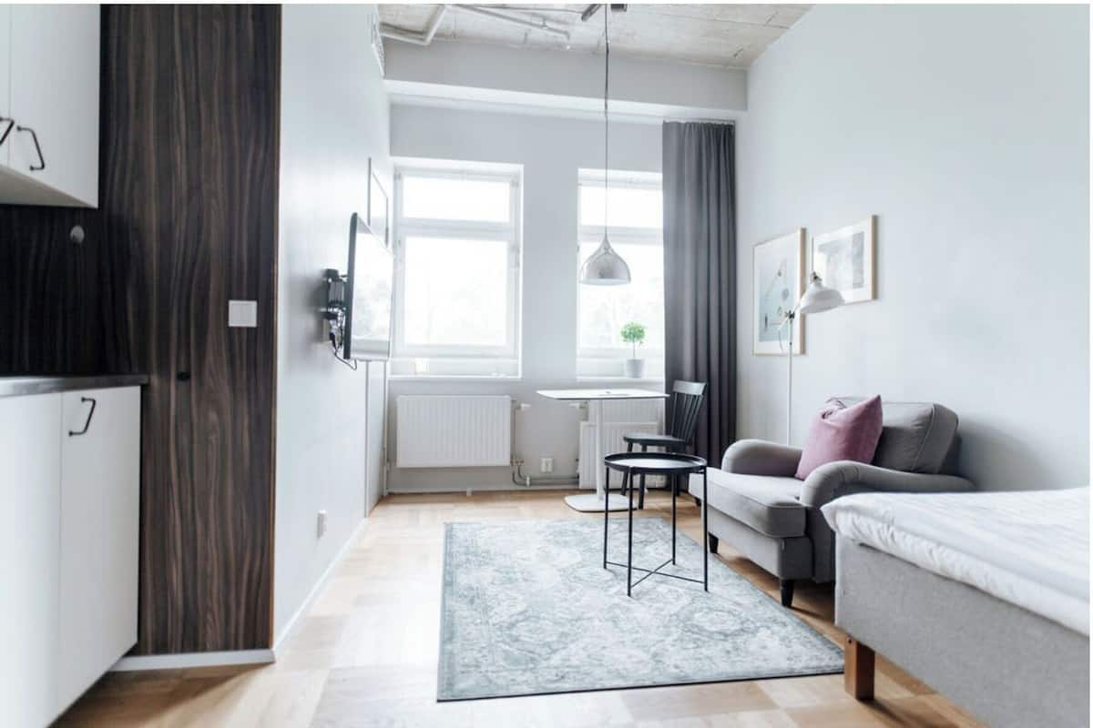 Single Studio | เตารีด/โต๊ะรีดผ้า, Wi-Fi ฟรี, ผ้าปูที่นอน