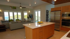 Villa, 3 Bedrooms, Ocean View | Private kitchen | Coffee/tea maker, full-size fridge, microwave, cookware/dishes/utensils - The Refuge (Brewers Bay)