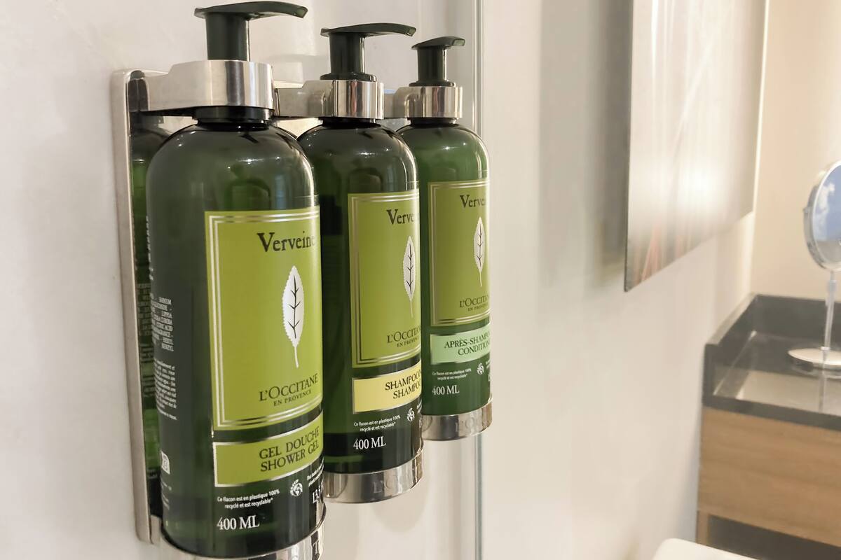 shower, designer toiletries, hair dryer, bathrobes