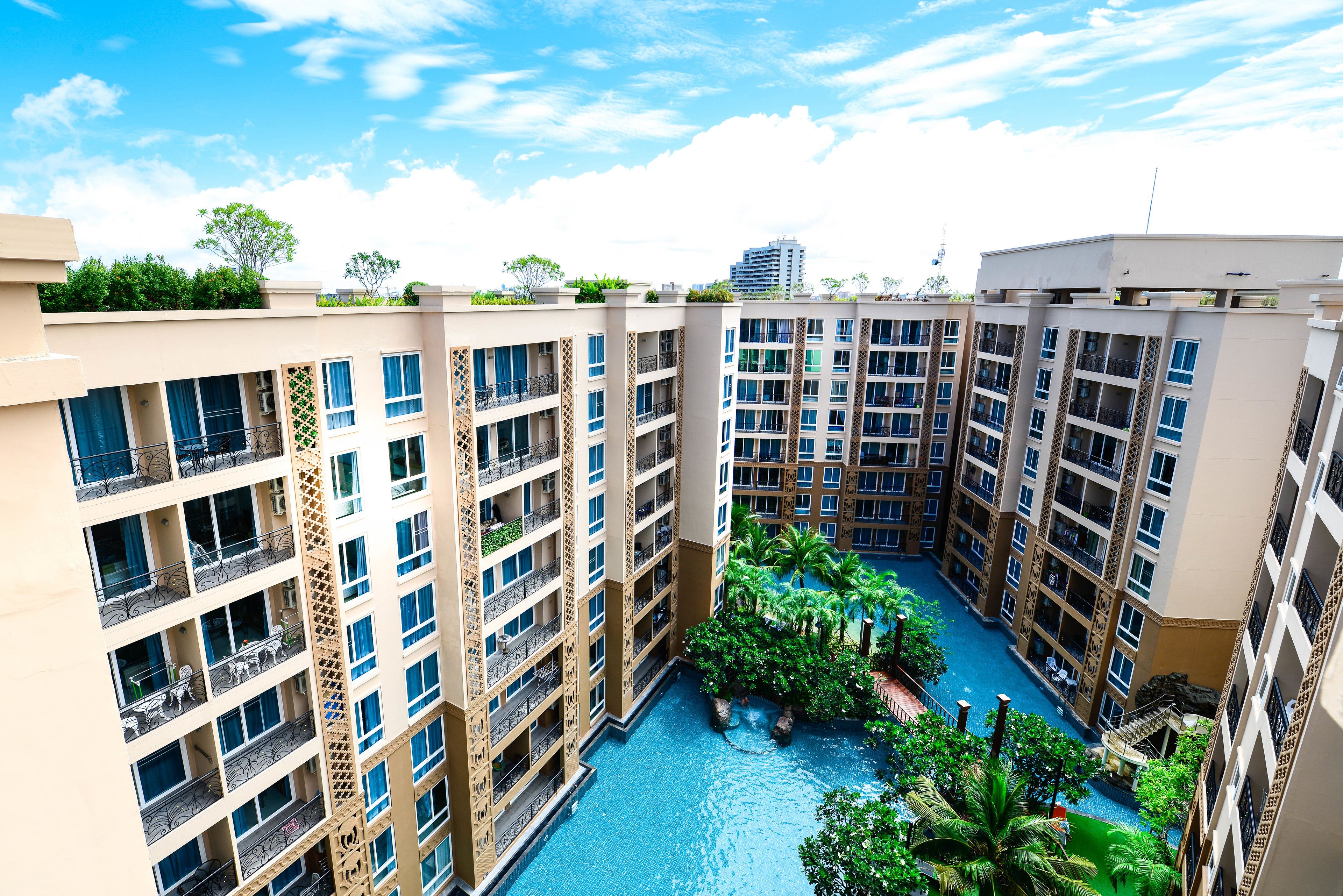 Outdoor pool, sun loungers