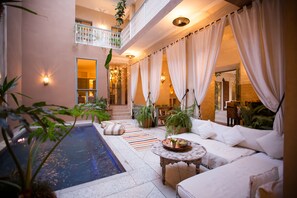 Outdoor pool, pool loungers