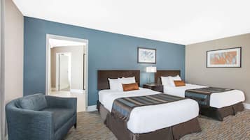 Desk, blackout curtains, soundproofing, iron/ironing board