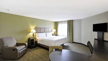 Premium bedding, pillow-top beds, desk, laptop workspace