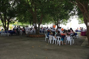 Outdoor banquet area